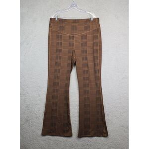 Maurice's Wide‎ Leg Plaid Pants Women's XL Brown Academia Tall Stretchy Pull On